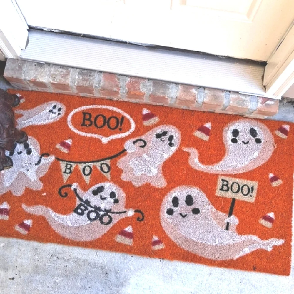 HALLOWEEN Ghost Boo Candy Corn Welcome Doormat